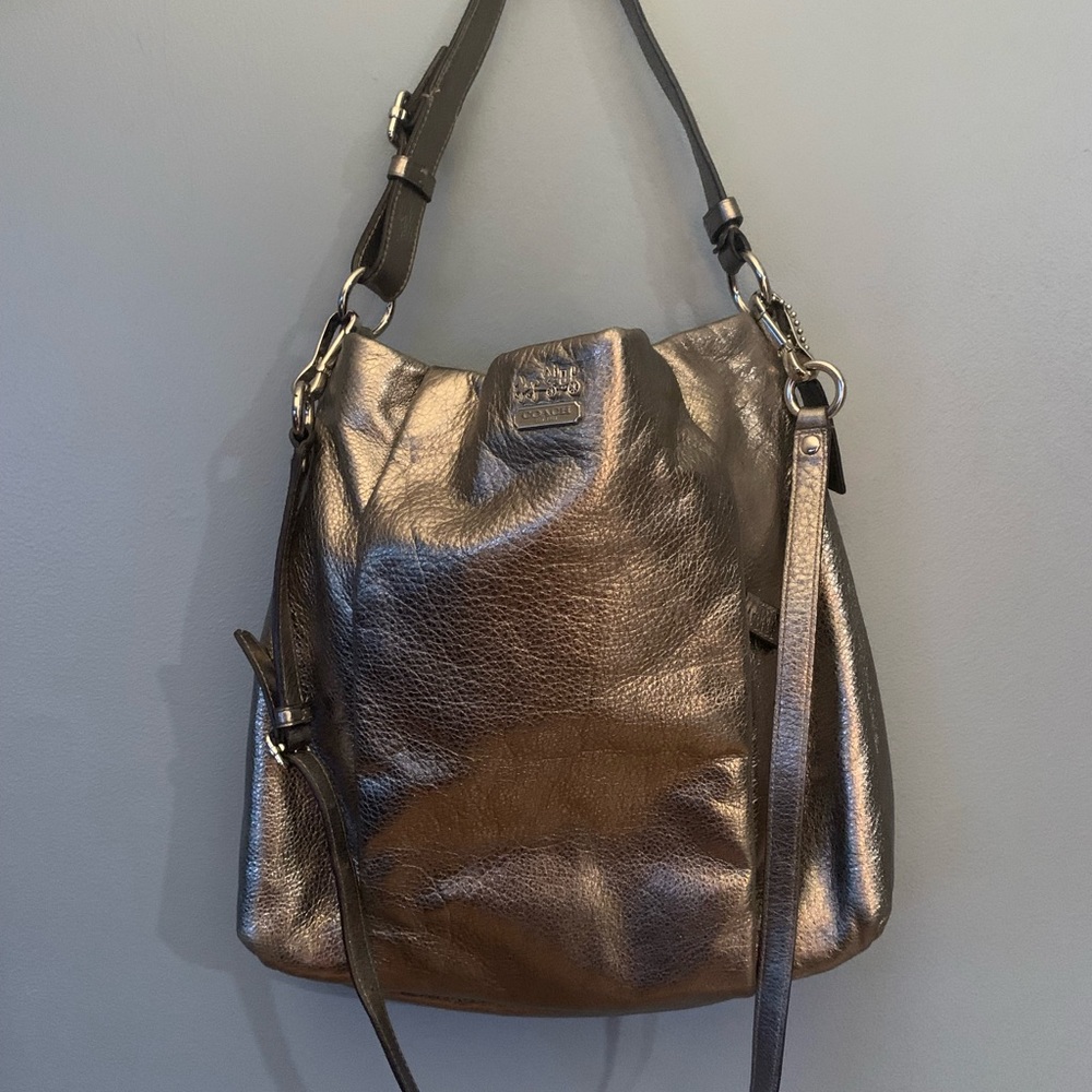 Coach shoulder crossbody silver bag